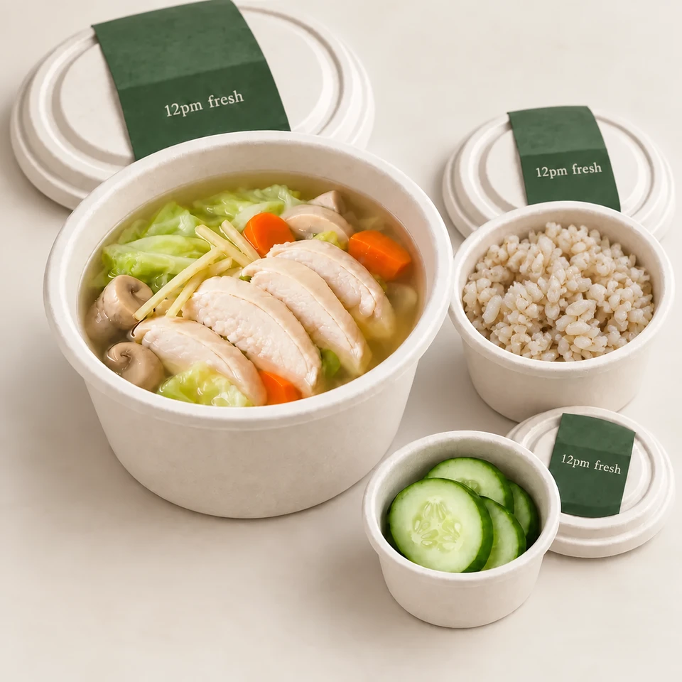 เกาเหลาไก่น้ำใส ข้าวกล้อง